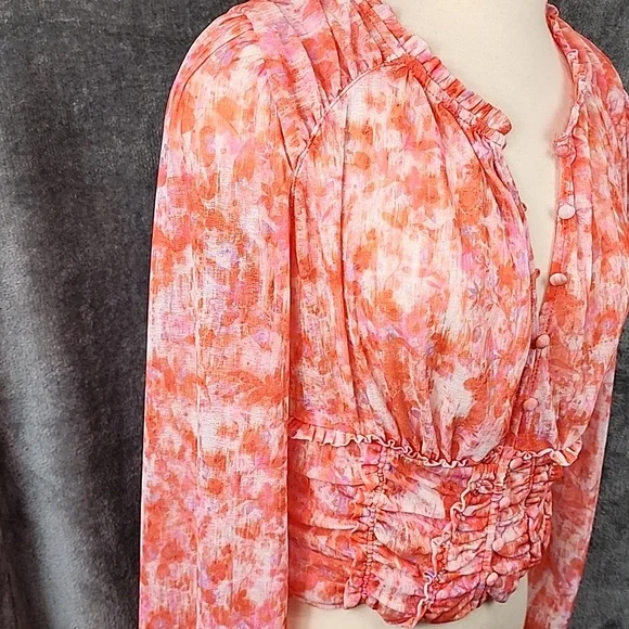 Anthropologie Vibrant Long Skeeve Cropped Blouse New With Tags Size M - Picture 7 of 10